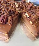 Recipe for a flourless Butter Pecan & Caramel Milk Chocolate Cake