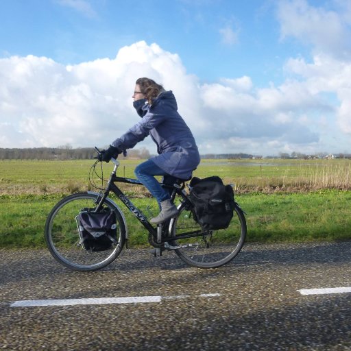 Emma cycling with chocolates