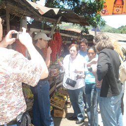 trying some tropical fruits onour way to Tamesis