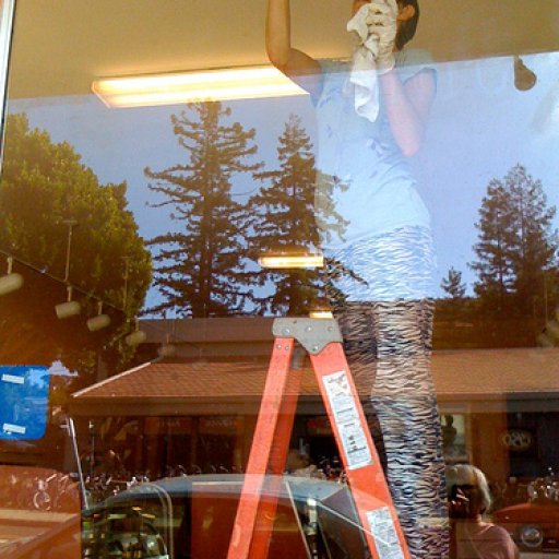 Kelly working on the windows