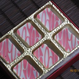 Raspberry truffles in a gift box