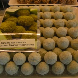 Ivoire truffels with Matcha Tea and ginger .