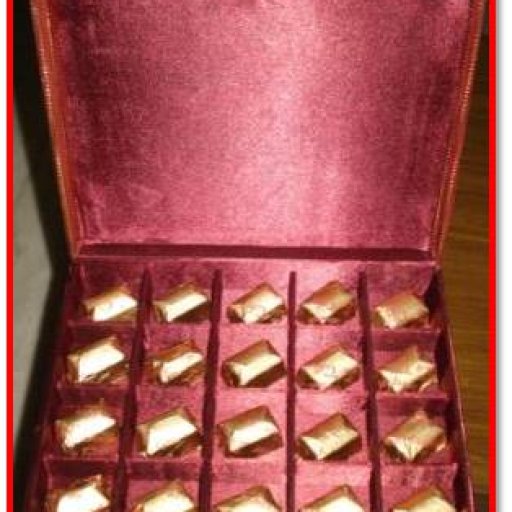 Assorted Flavored Chocolattes in Mahroon brocade Box