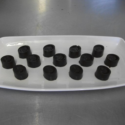 Dark chocolate ovals.