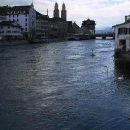 The river Limmat looking toward Lake Zurich