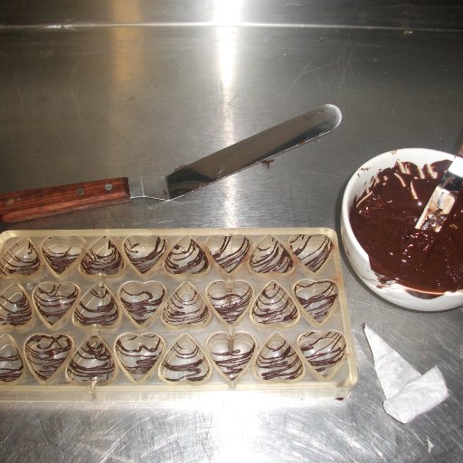 preparing heart moulds.