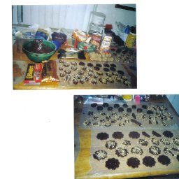 Making a fine chocolate mess in the kitchen...