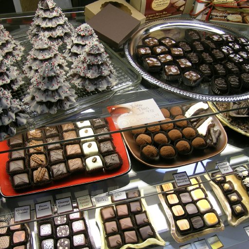 Holiday items in the display case