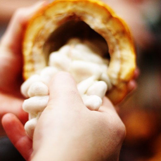 Cacao fruit being harvested
