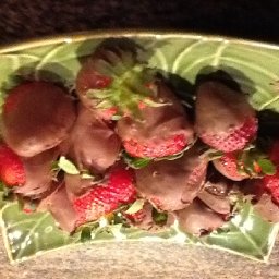 Strawberries in season with chocolate