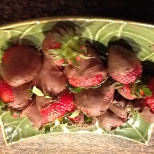 Strawberries in season with chocolate