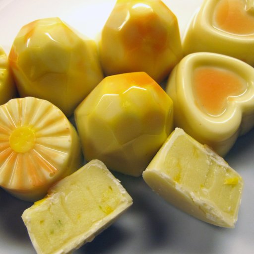 Molded chocolates with white-chocolate citrus ganache