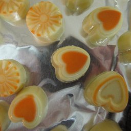 Molded chocolates with white-chocolate passion-fruit ganache