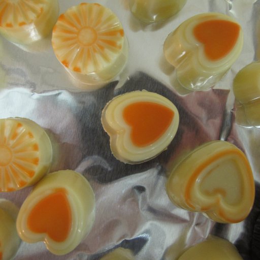 Molded chocolates with white-chocolate passion-fruit ganache