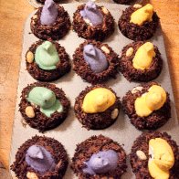 Gingerbread peep Cupcakes w/ modeling chocolate eggs