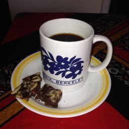 Cafe Touba and a slice of chocolate