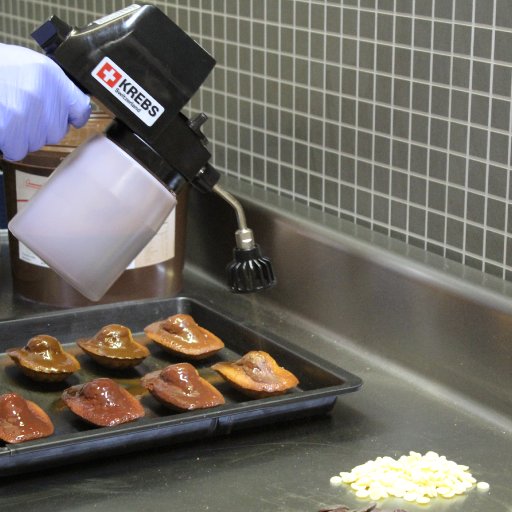 LM25 Spraying Chocolate on Biscuits