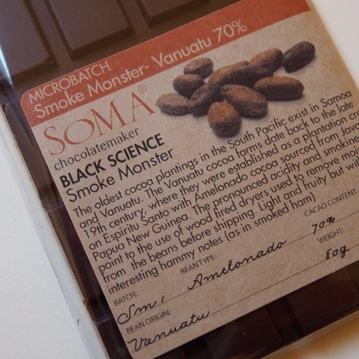 Soma Smoke Monster Vanuatu 70%. Amelonado beans
