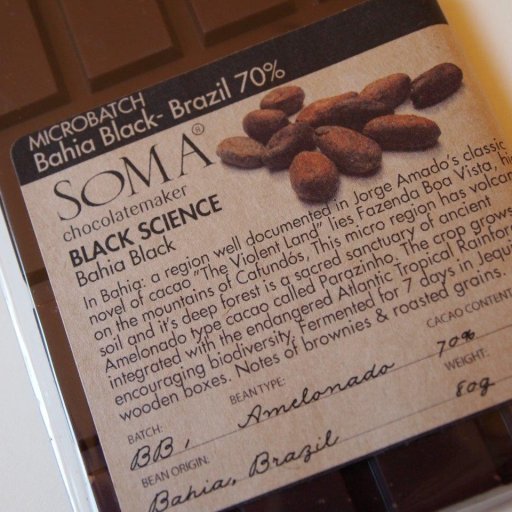 Soma Bahia 70%. Amelonado beans