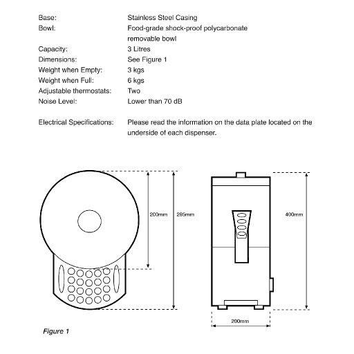 Hot Chocolate Dispenser Instructional manual