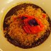 Vegetarian Cuban rice on mole mulato and roasted Dutch pepper